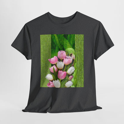 Textured Tulips Unisex Heavy Cotton Tee - Vibrant Spring Blossom T-Shirt, Everyday Wear, Gift for Plant Lovers, Mother's Day Apparel, [...]