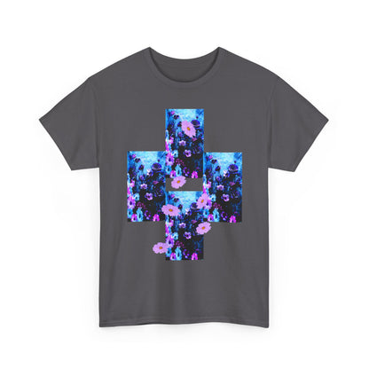 Floral Blue Cross T-Shirt — Vintage Indie Floral Graphic Tee