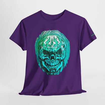 Vibrant Green Skull Graphic Tee - Unisex Heavy Cotton