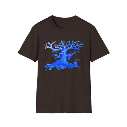 Artistic Animated Tree Design Unisex Softstyle T-Shirt | Eco-friendly Gift, Casual Wear, Nature Lover Tee, Perfect for Any Season