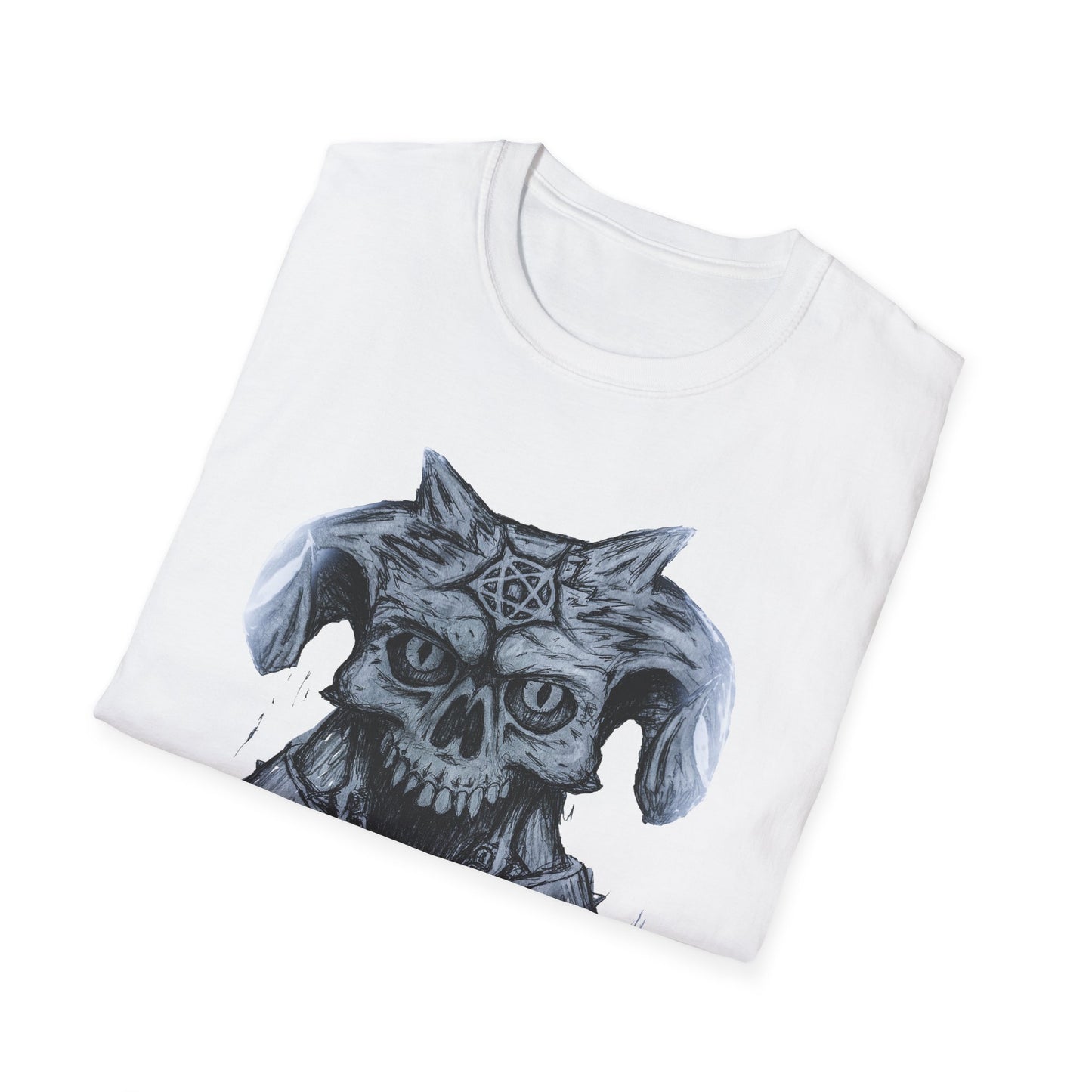 Edgy Graphic Tee: Unisex Softstyle T-Shirt with Skull Design, Art Lover Gift, Halloween Costume, Casual Wear, Unique Artwork Apparel