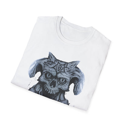 Edgy Graphic Tee: Unisex Softstyle T-Shirt with Skull Design, Art Lover Gift, Halloween Costume, Casual Wear, Unique Artwork Apparel