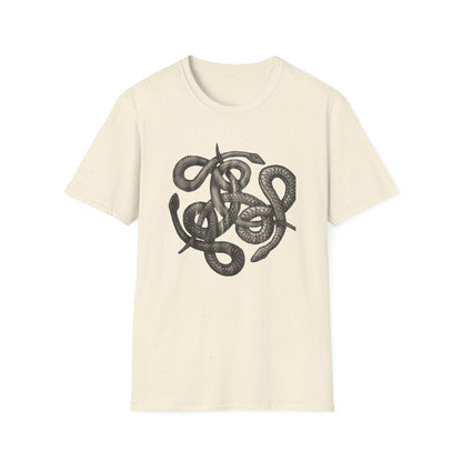 Serpent Design T-Shirt - Unisex Softstyle Apparel for Nature Lovers, Graphic Tee, Casual Wear, Gift for Her/Him, Birthday