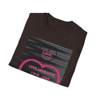 Love Heart Graphic T-Shirt — Neon Pink Retro Lines