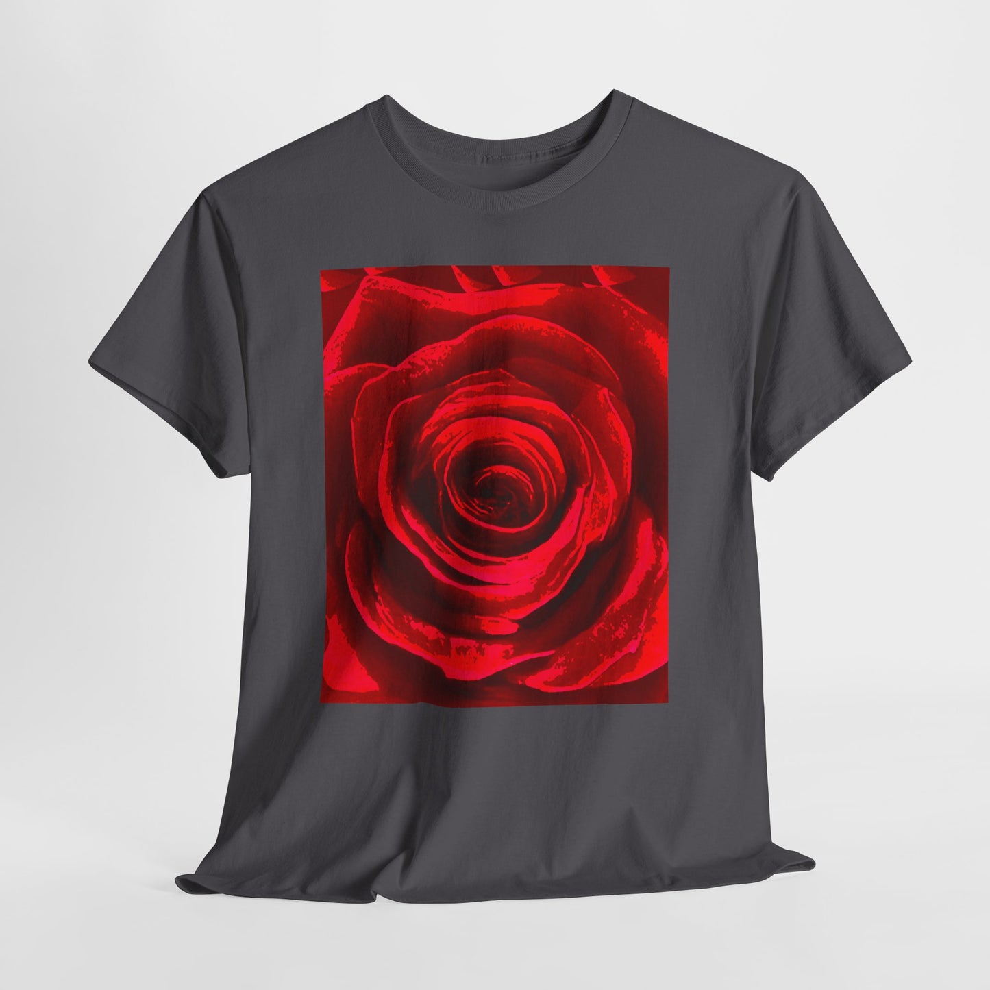 Romantic Rose Unisex Heavy Cotton Tee, Gift for Valentine's Day, Floral Shirt, Casual Wear, Love, Nature Lover Tee