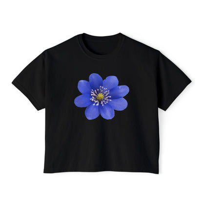 Botanical Women's Boxy Tee, Floral Crop Top, Casual Summer Wear, Gift for Her, Nature Lover Shirt