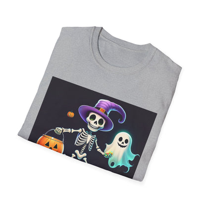 Halloween Skeleton Unisex T-Shirt, Trick or Treat Tee, Spooky Season Apparel, Ghost Theme Shirt, Halloween Costume Top