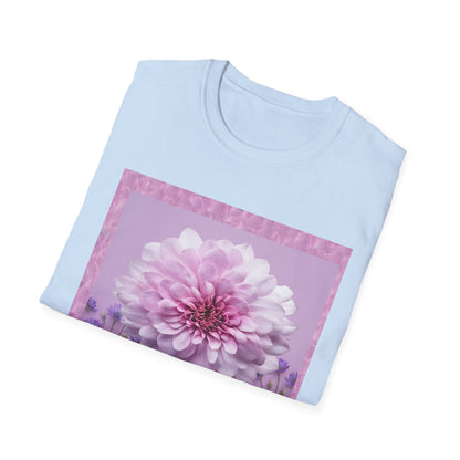 Pink Floral Art Unisex T-Shirt, Softstyle Tee, Summer Fashion, Gift for Her, Floral Shirt, Casual Wear