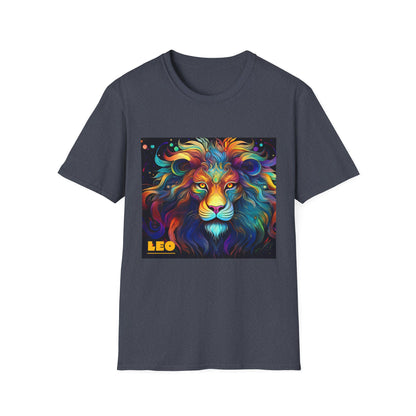 Colorful Leo Unisex Softstyle T-Shirt, Lion Graphic Tee for Animal Lovers, Astrology Shirt, Bold Art Wear, Gift for Leo Zodiac Fans