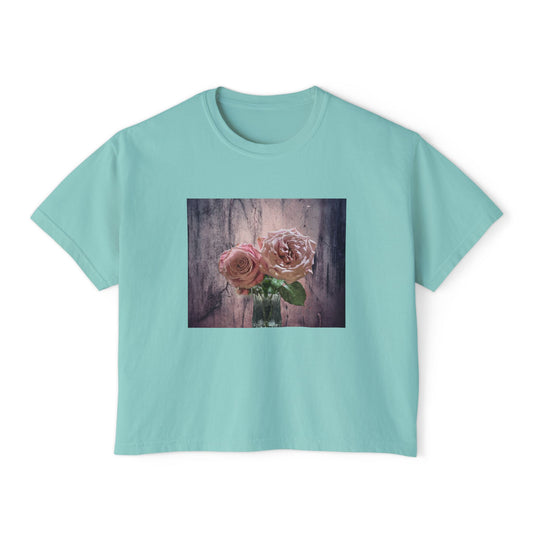 Floral Women's Boxy Tee, Casual Top, Gift for Her, Summer Style, Vintage Bloom Graphic Tee, Everyday Wear