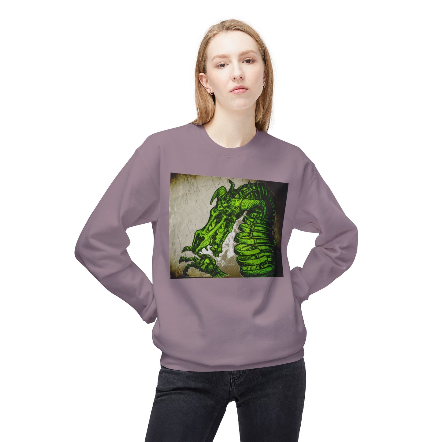 Vintage Green Dragon Unisex Midweight Softstyle Fleece Crewneck Sweatshirt