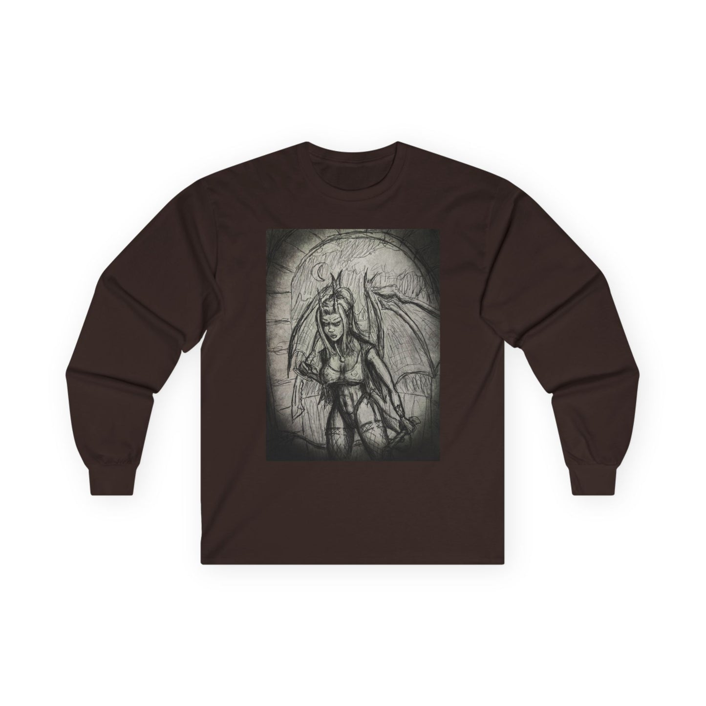Gothic Winged Demon Long Sleeve Tee