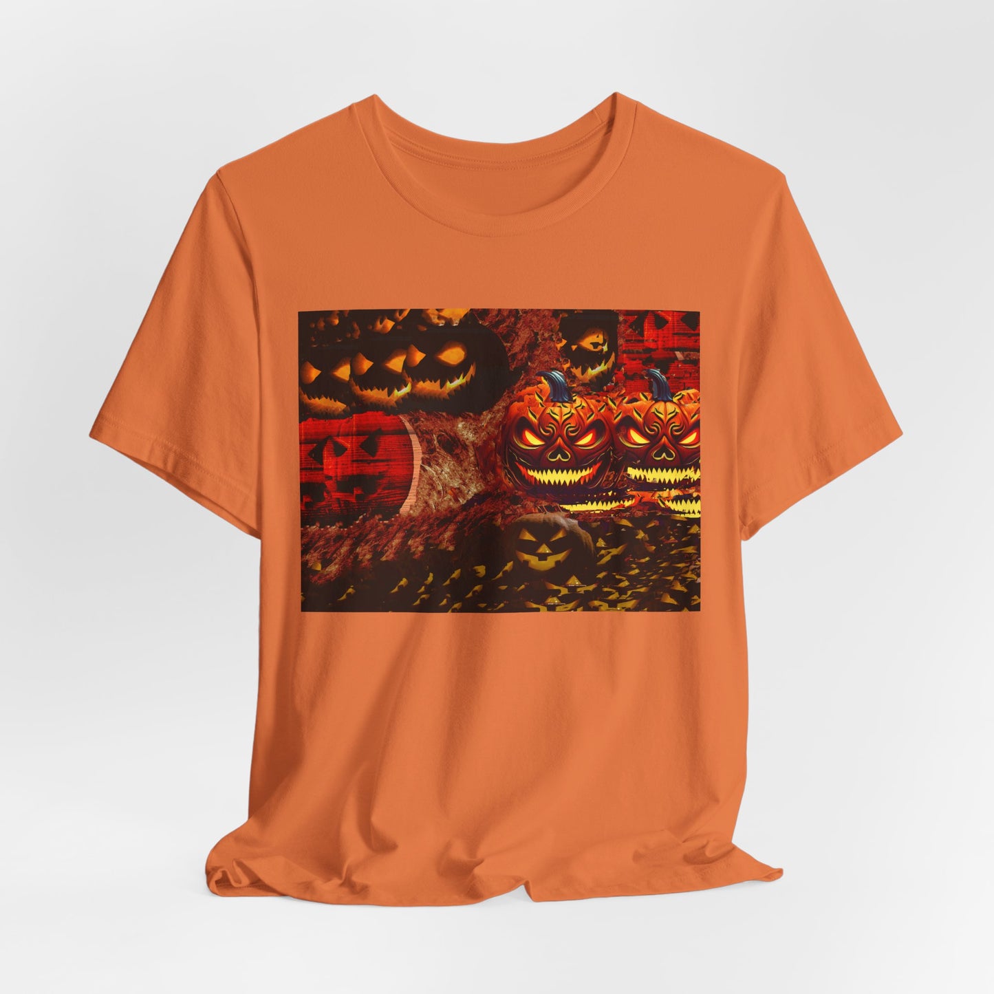 Halloween Distorted Pumpkin Graphic Tee, Unisex T-Shirt for Autumn, Spooky Season Top, Halloween Costume Idea, Men's & Women's Casual Wear