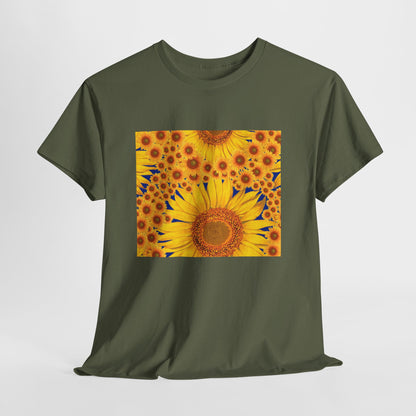 Sunflower Vibes Unisex Heavy Cotton Tee - Perfect for Summer, Nature Lovers, Gardening Celebrations, Casual Wear, Gift Ideas