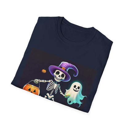 Halloween Skeleton Unisex T-Shirt, Trick or Treat Tee, Spooky Season Apparel, Ghost Theme Shirt, Halloween Costume Top