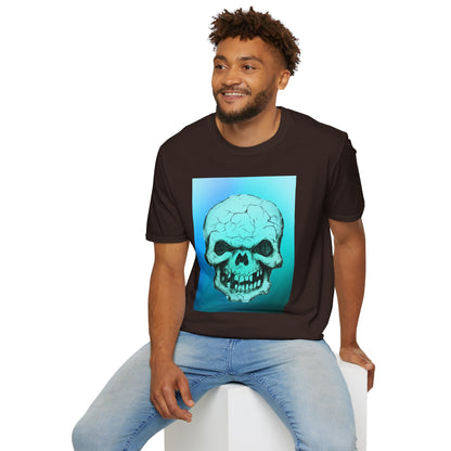 Skull Graphic  Bright Colored Unisex Softstyle T-Shirt, Edgy Tee, Casual Wear, Festival Apparel, Gift for Horror Fans, Halloween Clothing