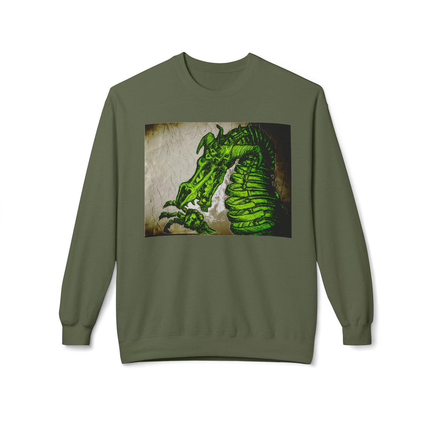 Vintage Green Dragon Unisex Midweight Softstyle Fleece Crewneck Sweatshirt