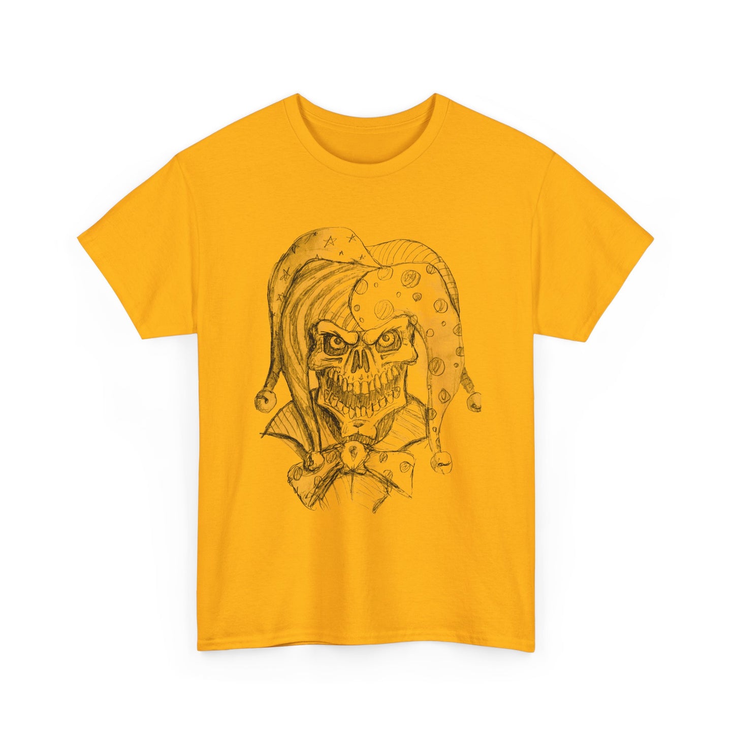 Skull Jester Sketch T-Shirt — Gothic Horror Skull Joker Tee