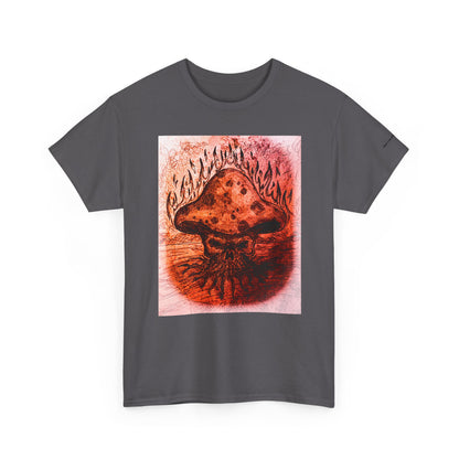 Mushroom Flame T‑Shirt — Psychedelic Burning Mushroom Graphic Tee