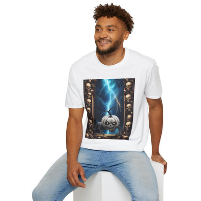 Spooky Skull Pumpkin Crawls from Frame T-Shirt, Halloween Shirt, Unisex Graphic Tee, Casual Halloween Wear, Fall Fashion
