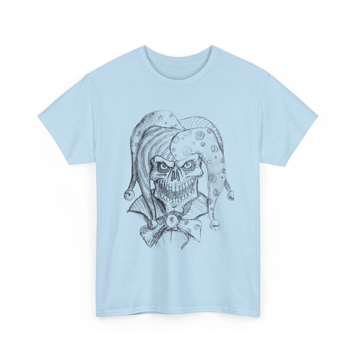 Skull Jester Sketch T-Shirt — Gothic Horror Skull Joker Tee