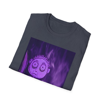 Gothic Purple Cartoon Horror Tee — Knife Kid with Teddy Graphic T-Shirt
