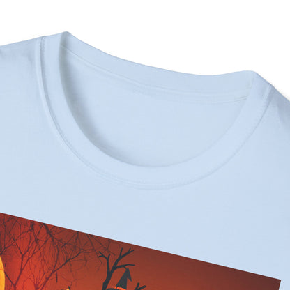 Halloween Pumpkin Tree T-Shirt, Unisex Softstyle Tee for Halloween, Spooky Vibes, Autumn Fashion, Fall Celebration Shirt