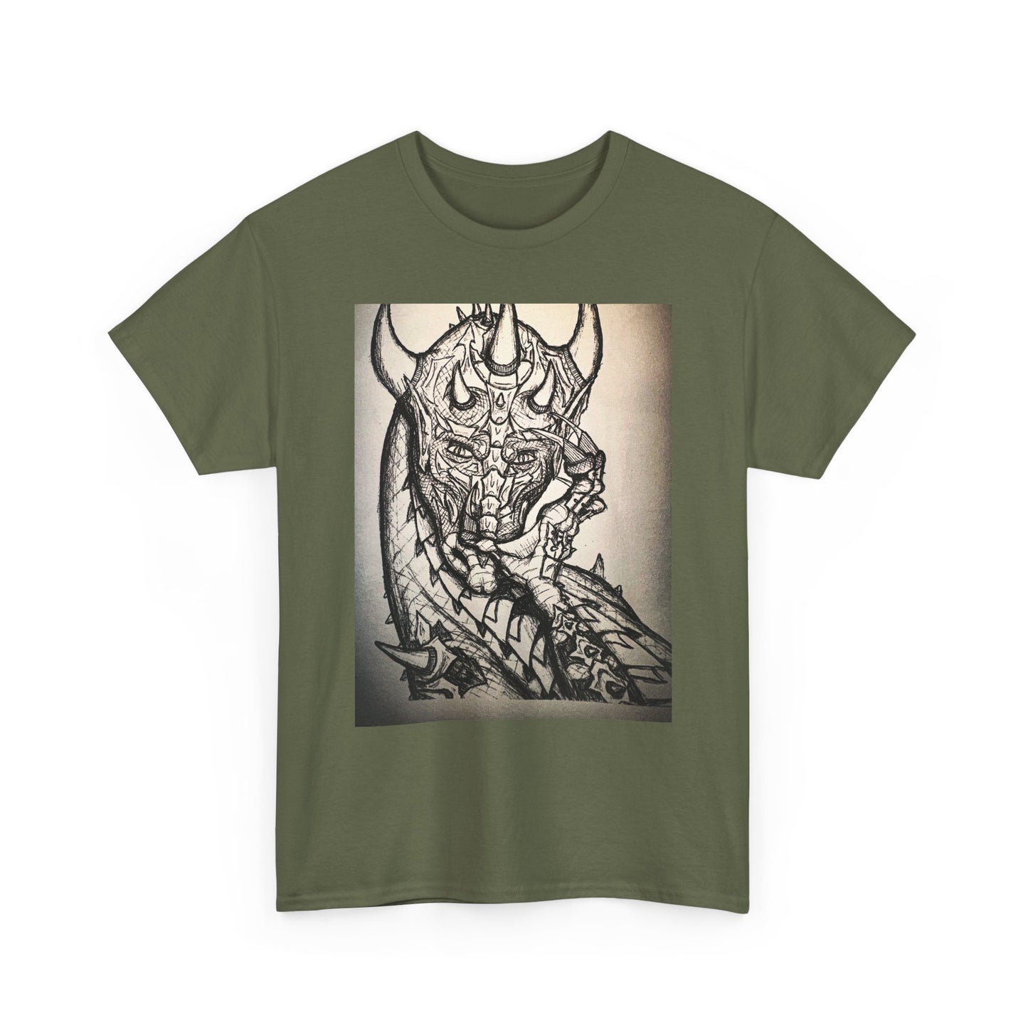 Dragon Art Unisex Heavy Cotton Tee, Graphic Tee, Unique Gift, Casual Wear, Fantasy Clothing, Art Inspired Shirt