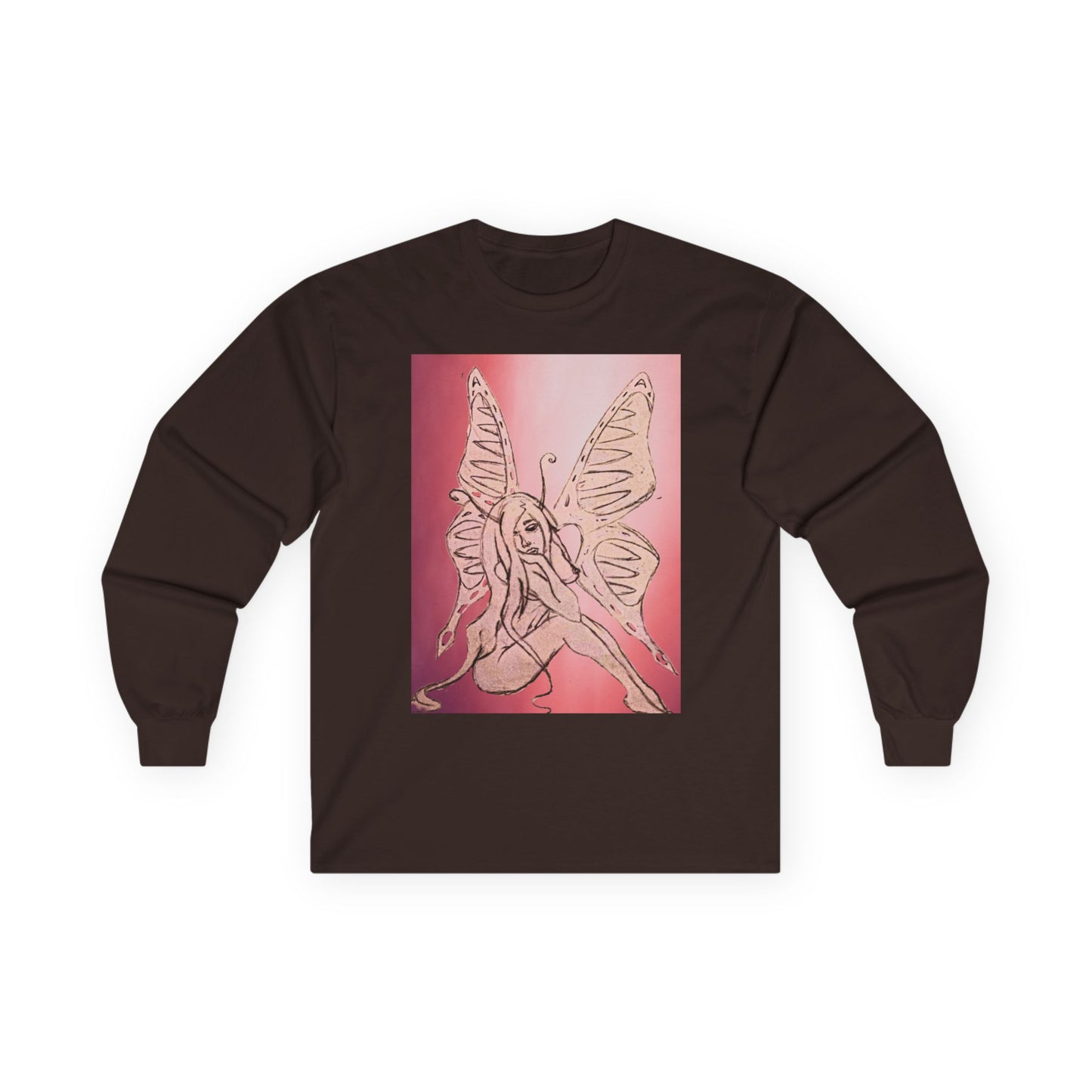 Butterfly Fairy Long Sleeve Tee — Ethereal Pink Graphic Shirt