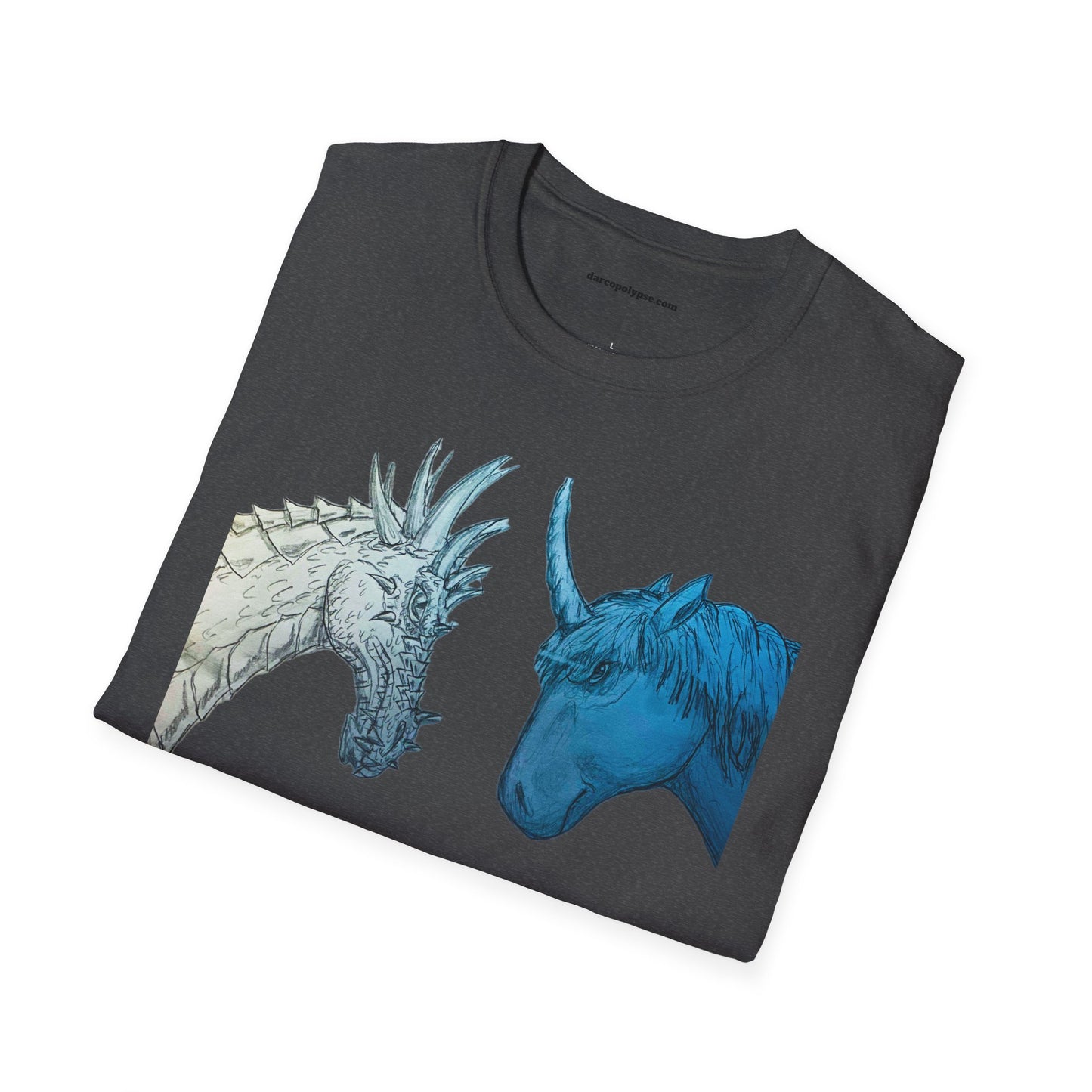 Fantasy Creatures Unisex T-Shirt - Unicorn vs Dragon Design