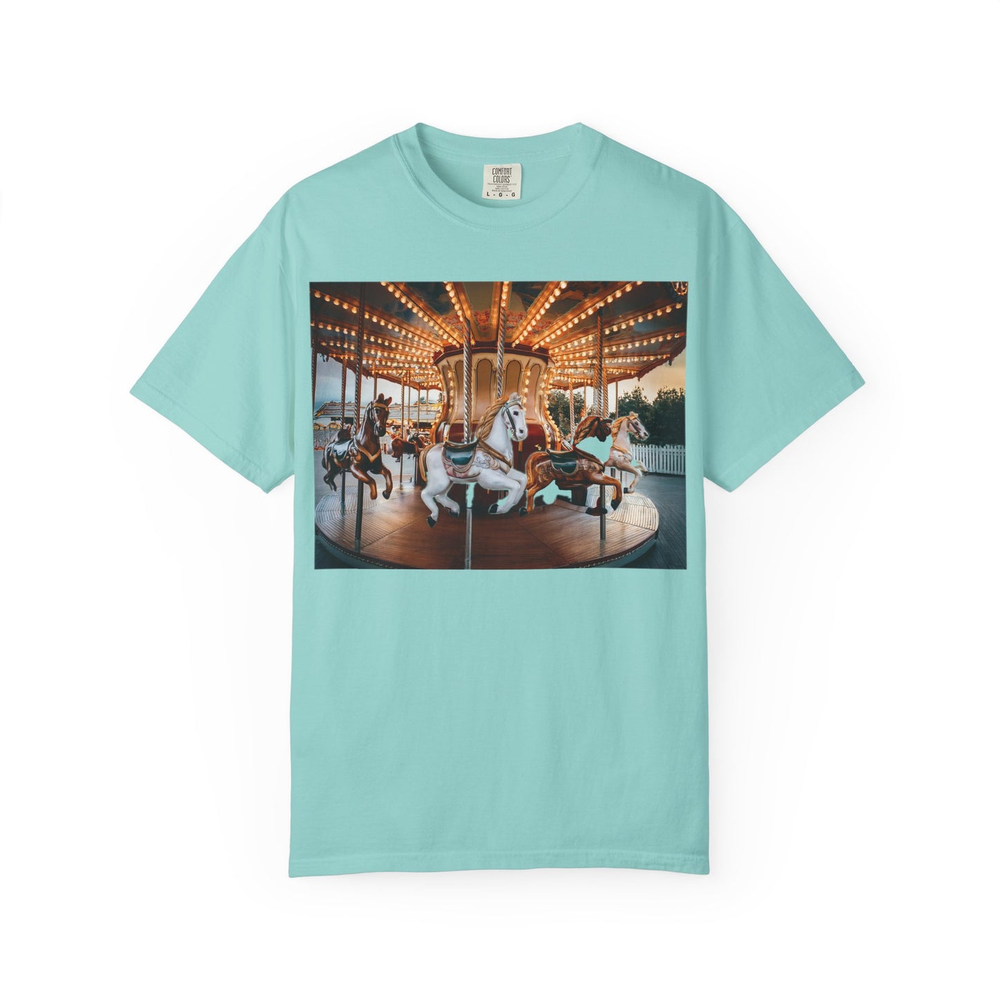 Vintage Full Carousel Horse Design Garment-Dyed T-shirt