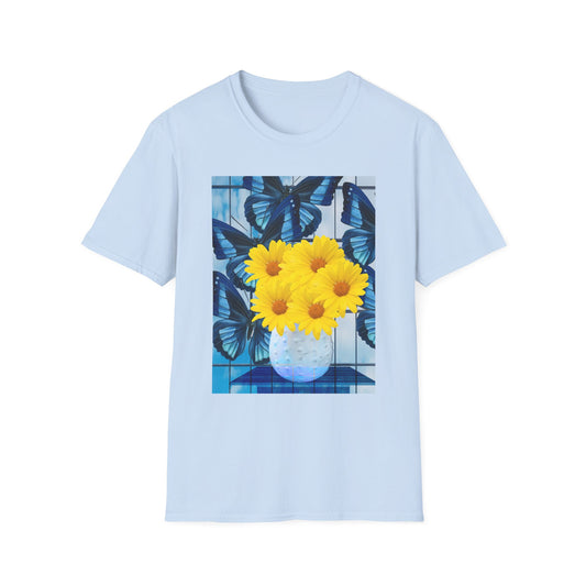 Sunny Blooms Unisex Softstyle T-Shirt, Floral Graphic Tee, Gift for Her, Summer Vibes, Casual Wear, Nature Lover Gift