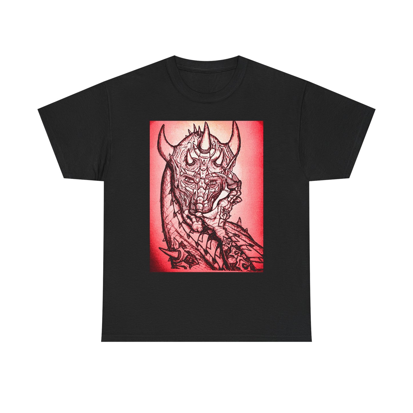 Bold Graphic Tee with Gothic Dragon Design, Unisex Cotton Shirt, Unique Art Tee, Oversized Casual Top, Gift for Art Lovers