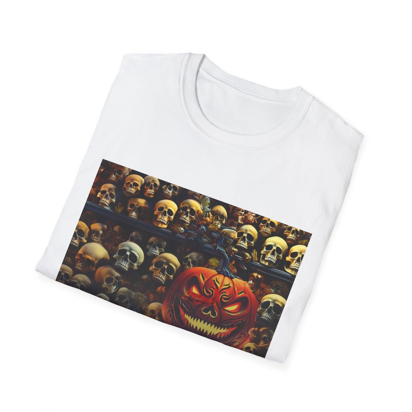 Halloween Dead Mans Party Tee, Unisex Softstyle T-Shirt, Skull Graphic Shirt, Casual Halloween Outfit, Spooky Season Apparel, Horror Fan Gift