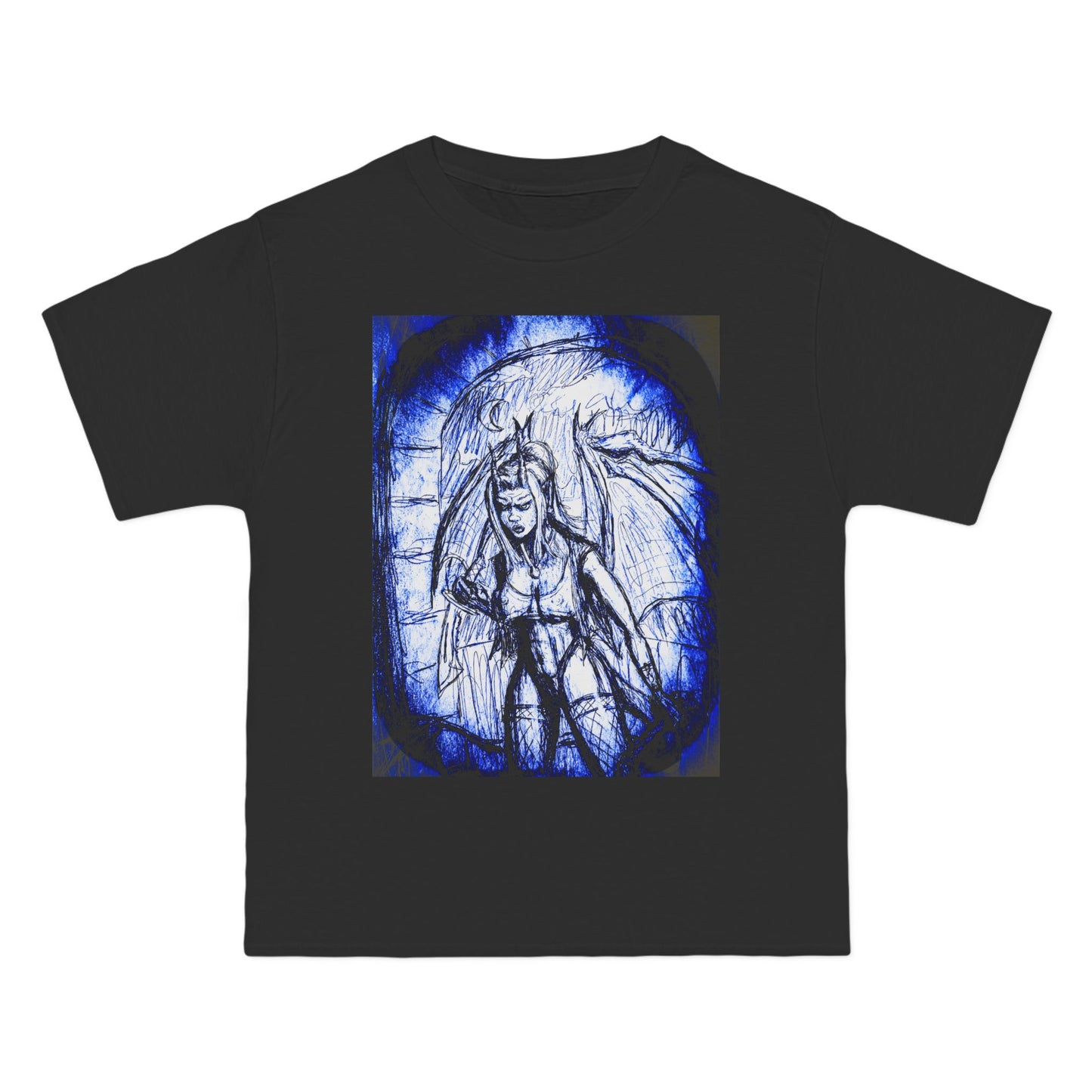 Gothic Demon Winged Warrior Blue Halo Graphic Tee