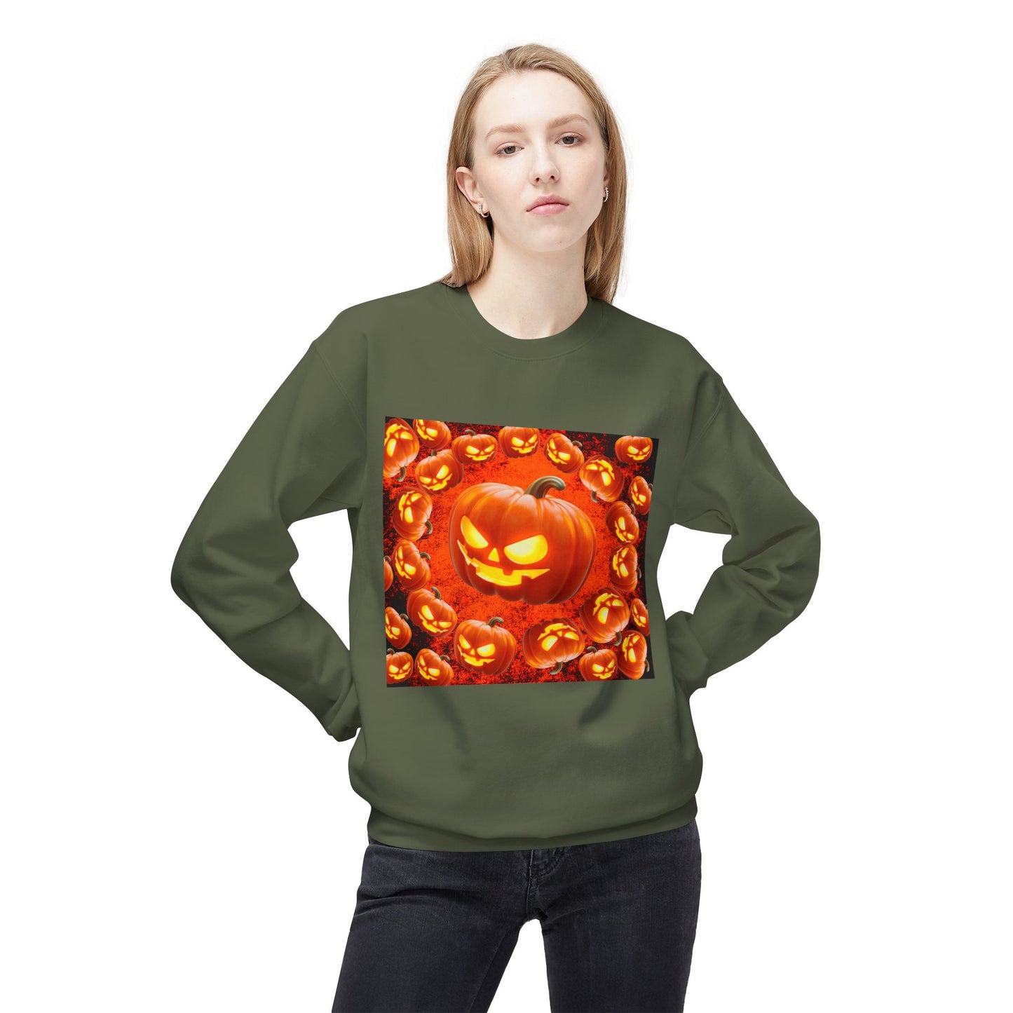 Halloween Pumpkin Planet Crewneck Sweatshirt, Cozy Unisex Fleece, Fall Fashion, Spooky Vibes, Seasonal Sweatshirt, Perfect for Autumn