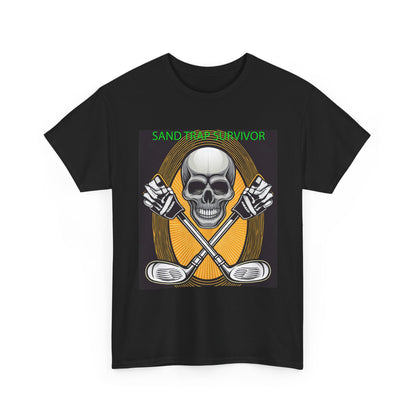 Golf Survivor Skull Tee, Unisex Heavy Cotton T-Shirt, Perfect Gift for Golf Lovers, Sports Apparel, Casual Wear, Skull Design