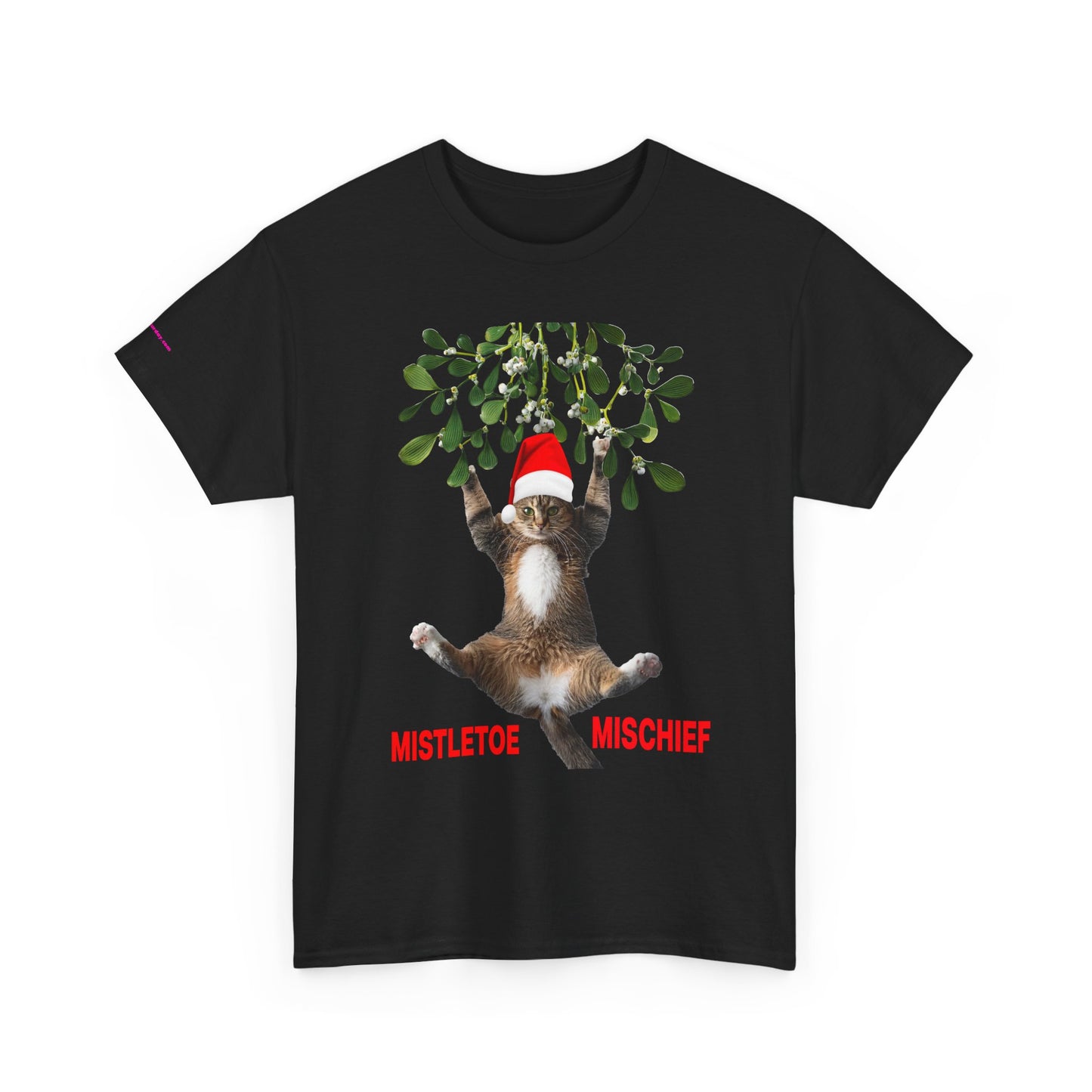 Christmas Cat & Mistletoe Tee — "Mistletoe Mischief" Holiday T-Shirt