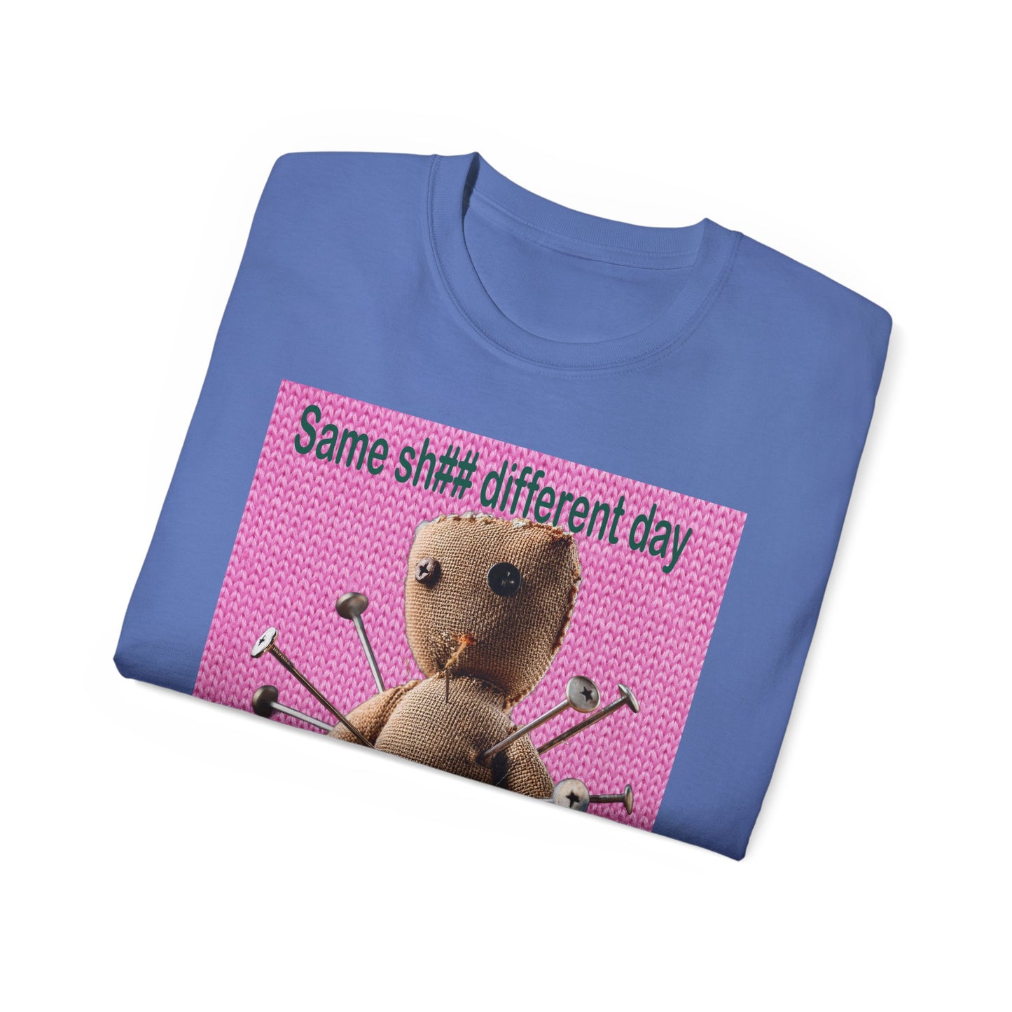Voodoo Doll Humor Tee, Fun Statement T-Shirt for Everyday Wear, Gift for Friends, Casual Style, Quirky Graphic Shirt, Perfect for Parties