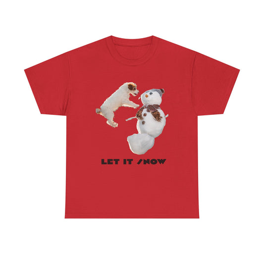 Let It Snow Dog & Snowman Tee — Funny Cute Holiday T-Shirt