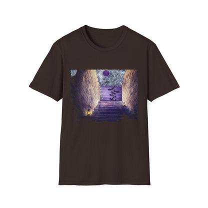Mystical Stairway Bats Unisex T-Shirt - Softstyle Tee for Dreamers, Perfect for Gifting, Spiritual Occasions, Casual Wear, Art Lovers, [...]