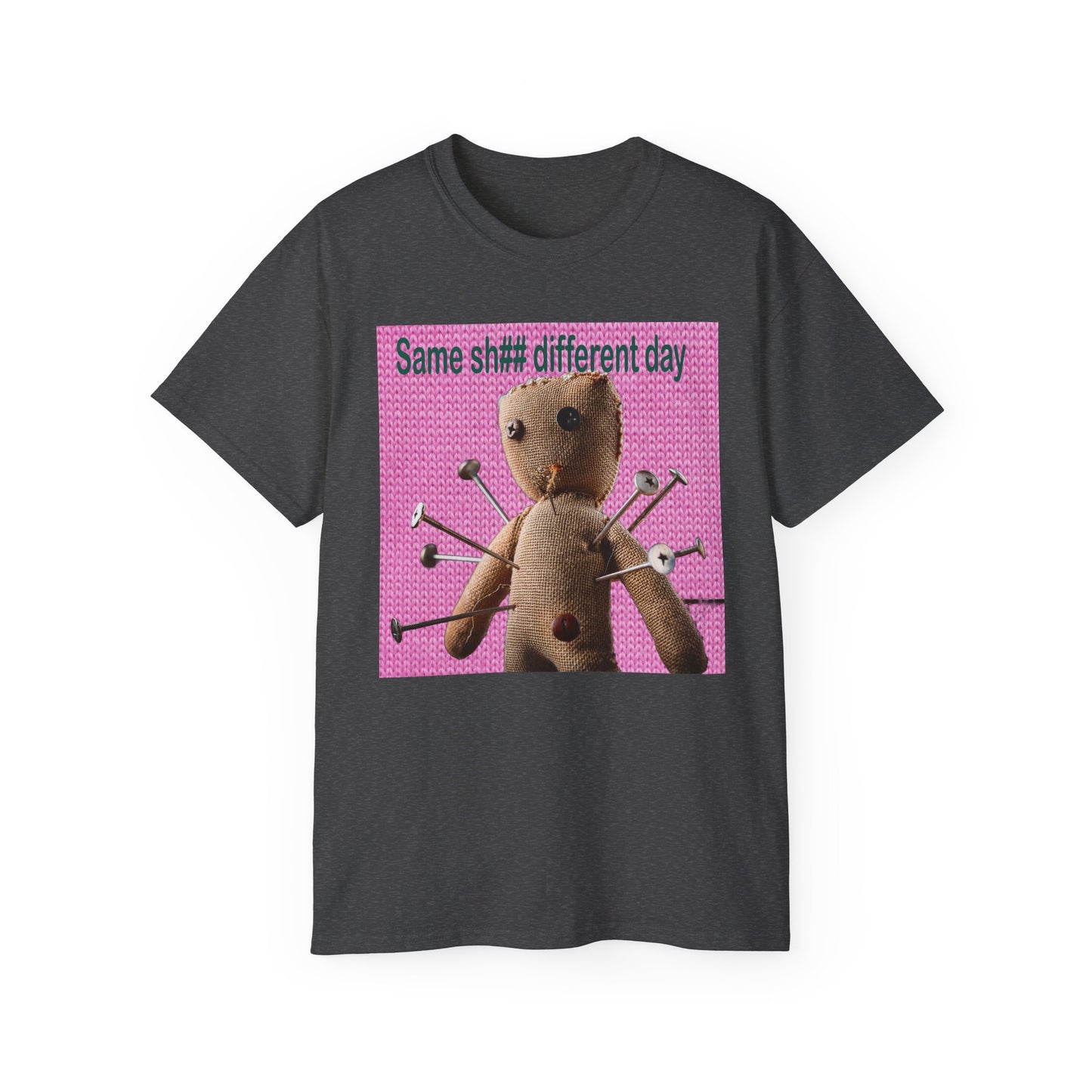 Voodoo Doll Humor Tee, Fun Statement T-Shirt for Everyday Wear, Gift for Friends, Casual Style, Quirky Graphic Shirt, Perfect for Parties