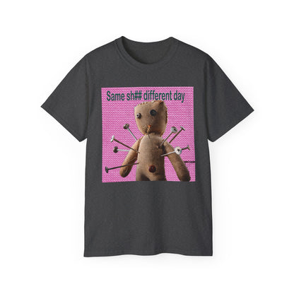 Voodoo Doll Humor Tee, Fun Statement T-Shirt for Everyday Wear, Gift for Friends, Casual Style, Quirky Graphic Shirt, Perfect for Parties