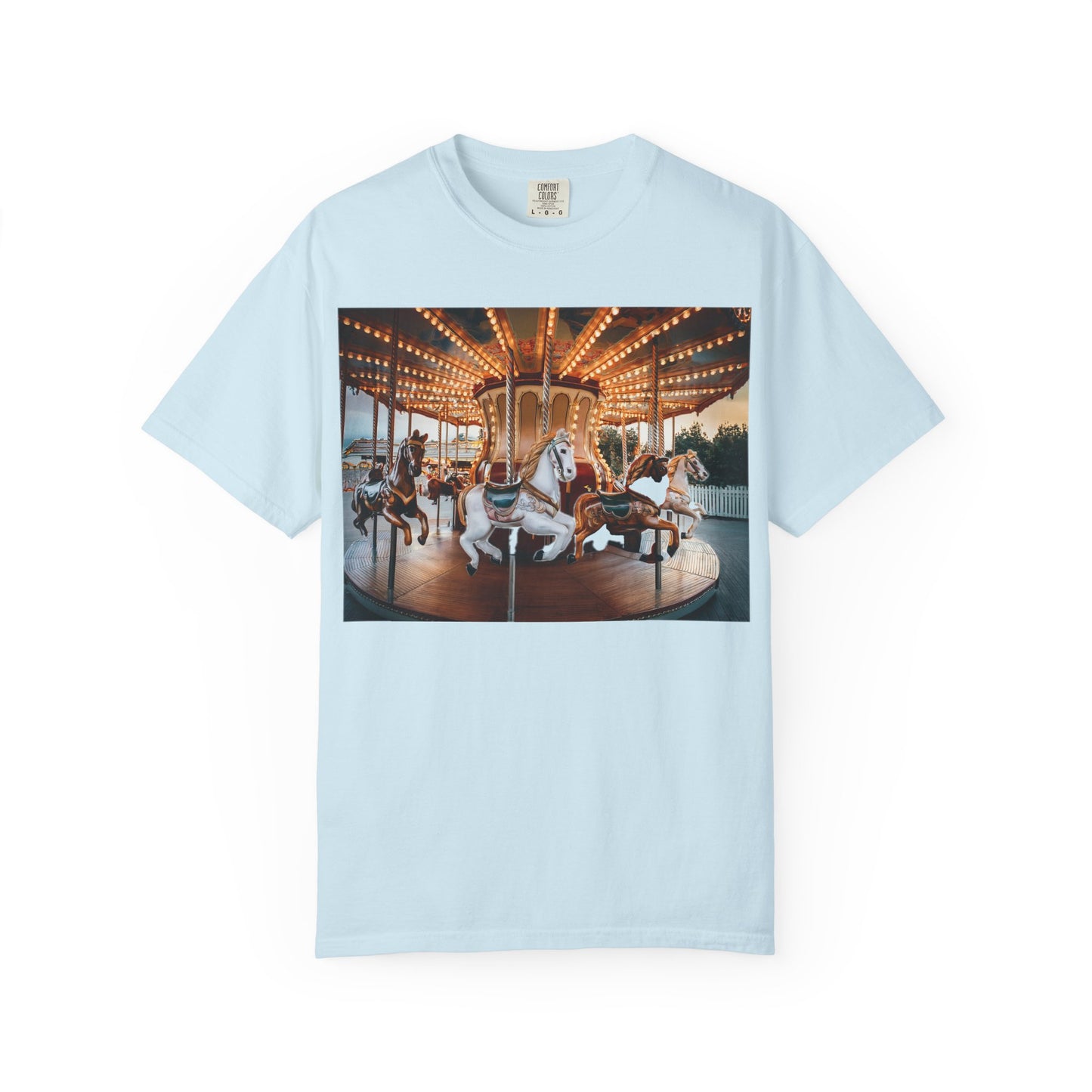 Vintage Full Carousel Horse Design Garment-Dyed T-shirt