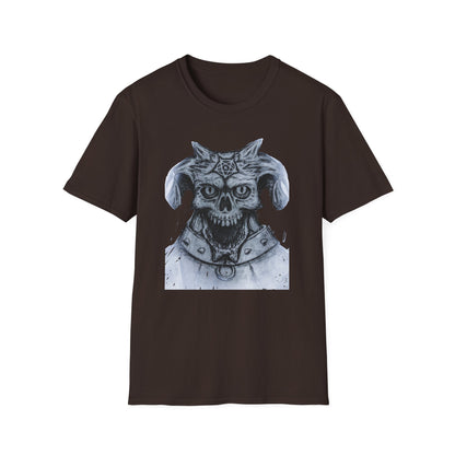 Edgy Graphic Tee: Unisex Softstyle T-Shirt with Skull Design, Art Lover Gift, Halloween Costume, Casual Wear, Unique Artwork Apparel