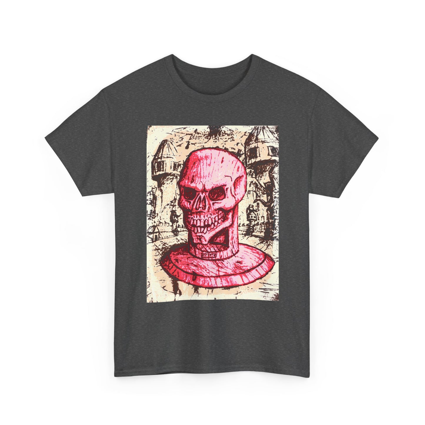 Vibrant Skull Graphic Tee, Unisex Heavy Cotton Shirt, Art Tee, Halloween Apparel, Edgy Casual Wear, Unique Gift