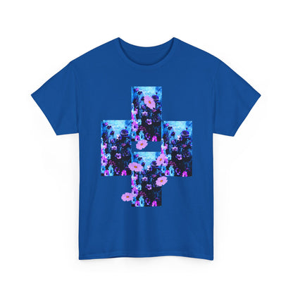 Floral Blue Cross T-Shirt — Vintage Indie Floral Graphic Tee