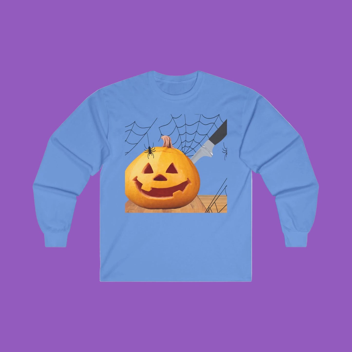 Spooky Pumpkin Carved Long Sleeved Unisex Ultra Cotton Long Sleeve Tee