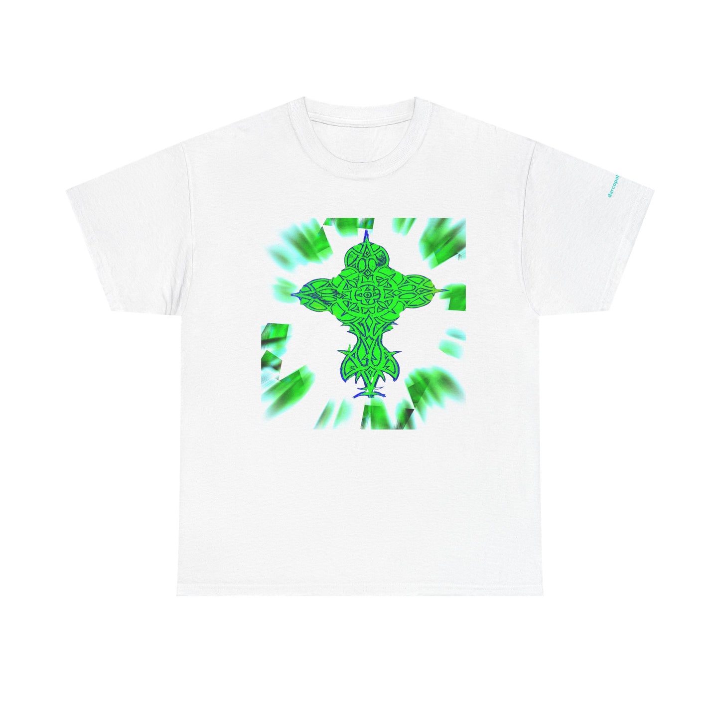 Celtic Green Cross T-Shirt — Vibrant Celtic Knotwork Tee
