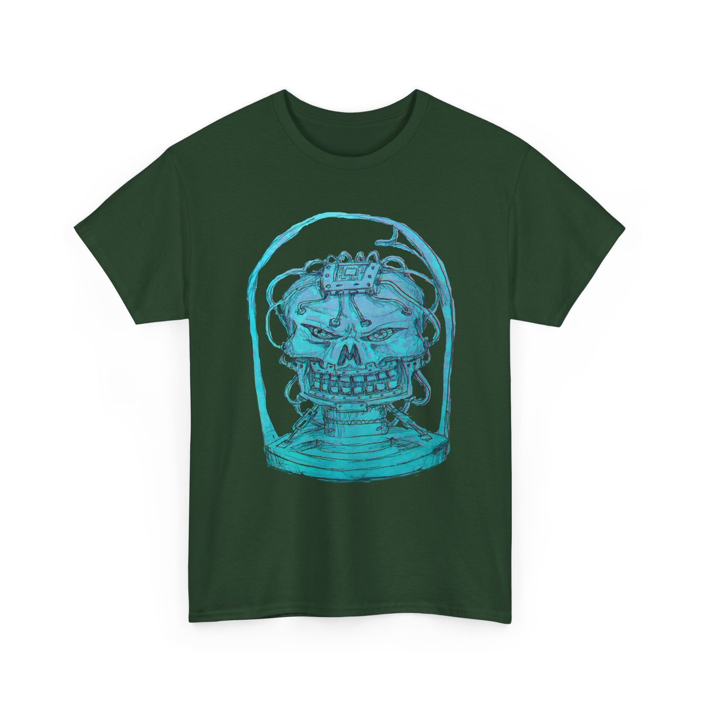 Vibrant Turquoise skull original design Unisex Heavy Cotton Tee